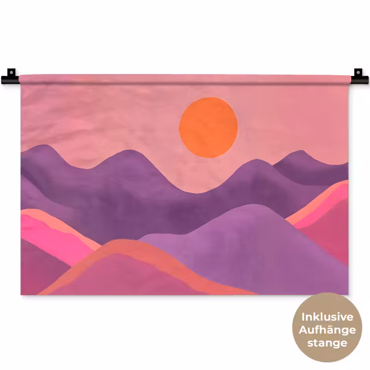 Zon - Heuvels - Paars - Abstract Wandkleed katoen klein -t3d_DE
