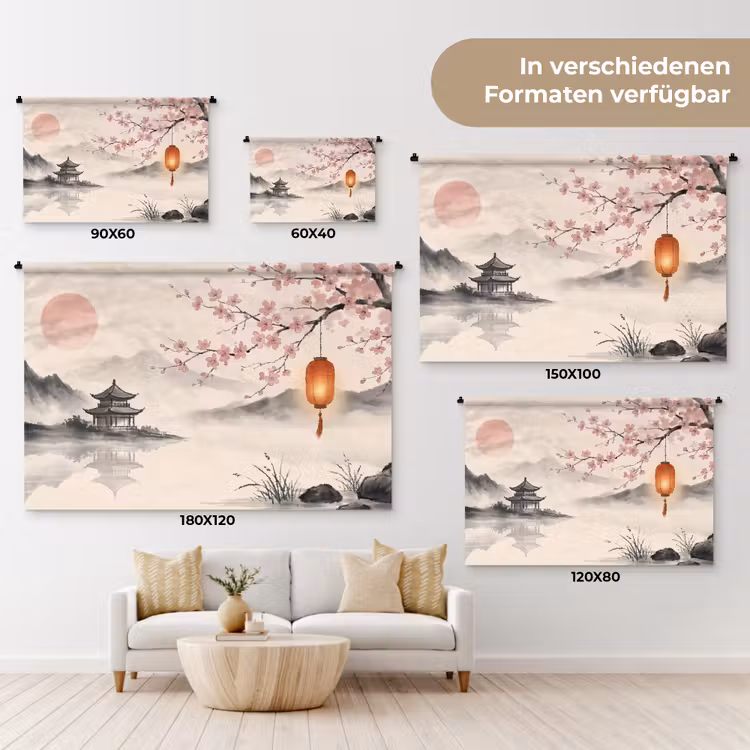 Zon - Japans - Traditioneel Wandkleed katoen klein -tsfeer8_DE