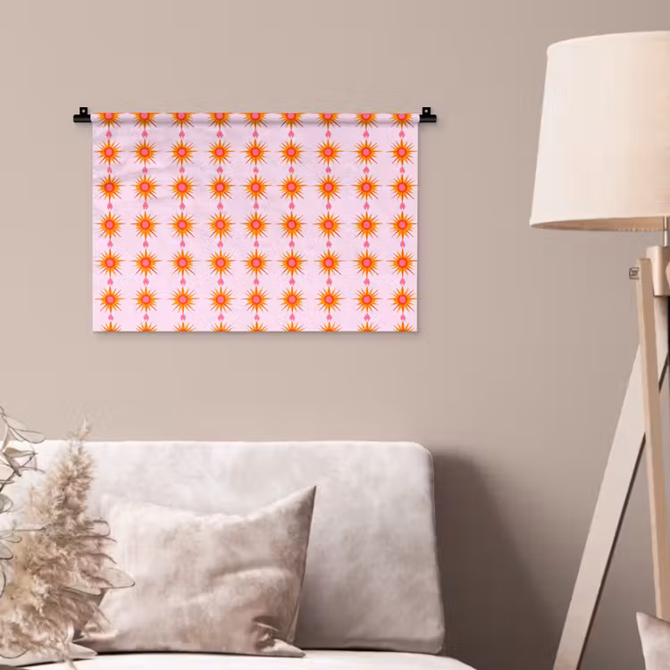 Zon - Motief - Roze Wandkleed katoen klein 269 -sfeer4