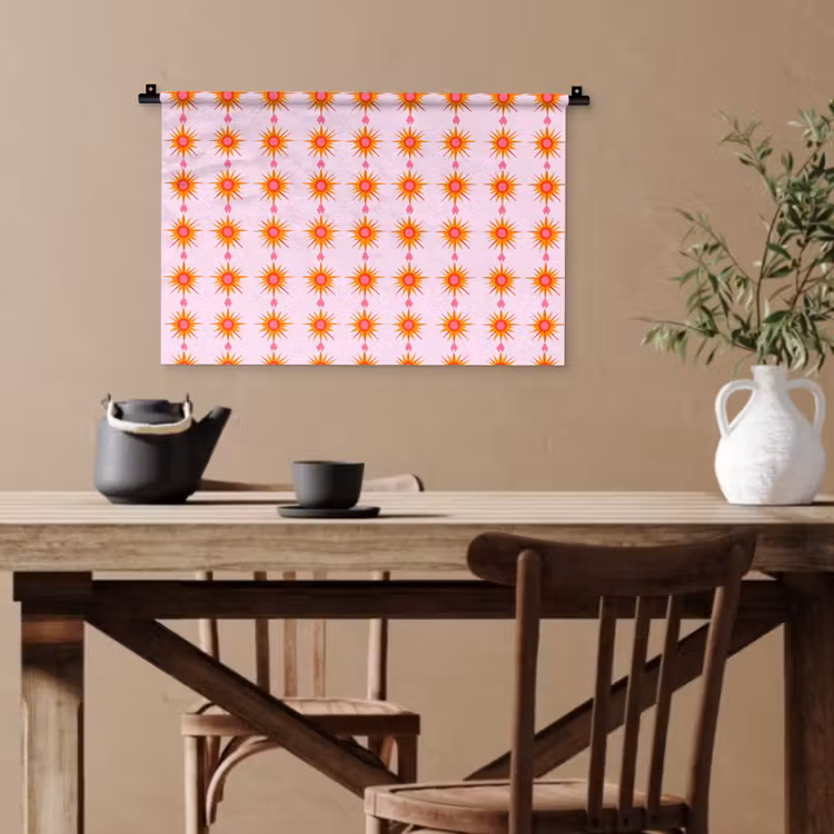 Zon - Motief - Roze Wandkleed katoen klein 269 -sfeer6