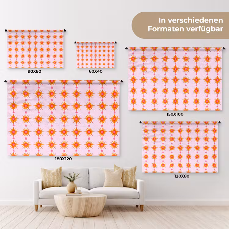 Zon - Motief - Roze Wandkleed katoen klein 269 -tsfeer8_DE