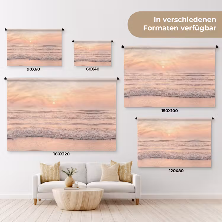 Zon - Strand - Roze Wandkleed katoen klein -tsfeer8_DE