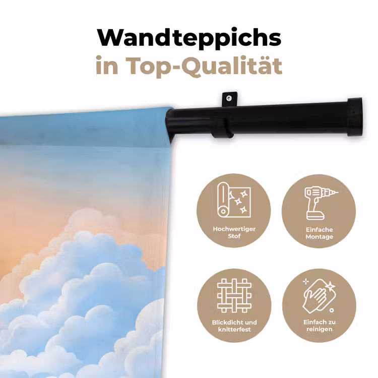 Zon - Vogels - Lucht - Natuur - Geel Wandkleed katoen klein -tsfeer2_DE