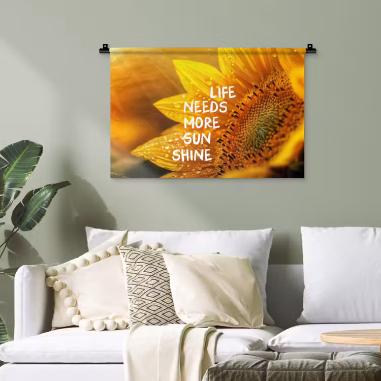 Zonnebloem - Close up - Geel - Quote Wandkleed katoen klein -sfeer7