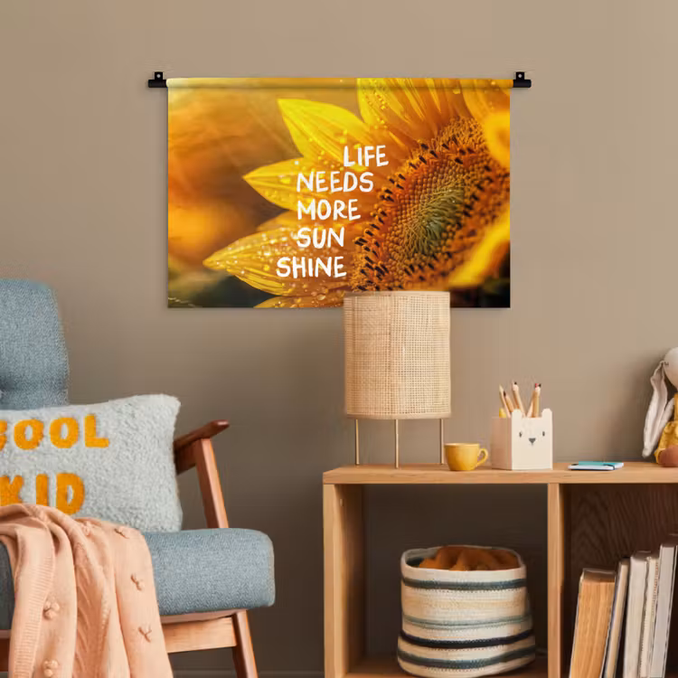 Zonnebloem - Close up - Geel - Quote Wandkleed katoen klein -wsfeer4_kind