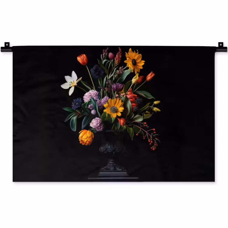 Zonnebloemen - Boeket - Kleurrijk Wandkleed katoen klein -zz3d