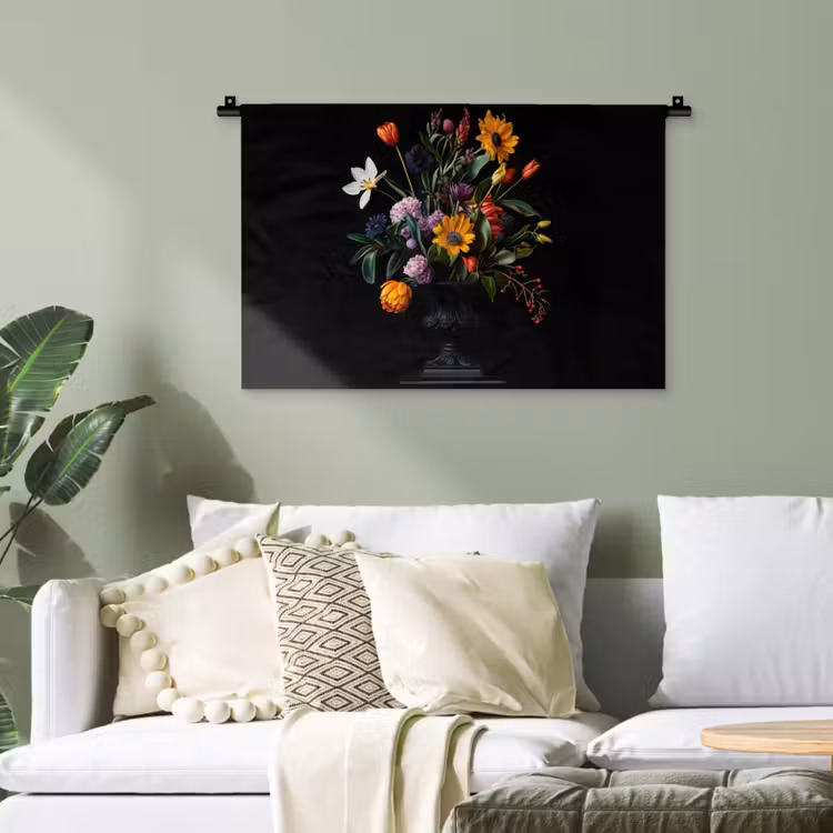 Zonnebloemen - Boeket - Kleurrijk Wandkleed katoen klein -sfeer7
