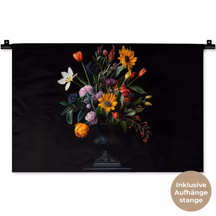 Zonnebloemen - Boeket - Kleurrijk Wandkleed katoen klein -t3d_DE