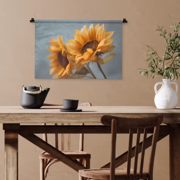 Zonnebloemen - Geel - Wazig Wandkleed katoen klein -sfeer6