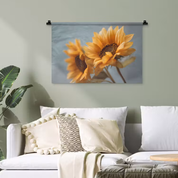 Zonnebloemen - Geel - Wazig Wandkleed katoen klein -sfeer7