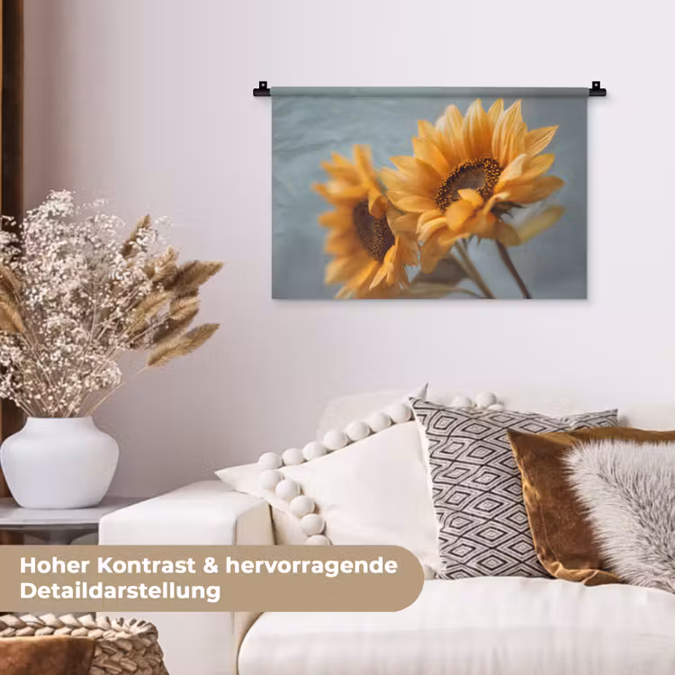 Zonnebloemen - Geel - Wazig Wandkleed katoen klein -tsfeer1_DE