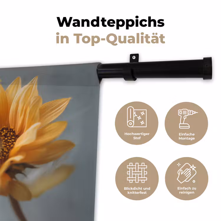 Zonnebloemen - Geel - Wazig Wandkleed katoen klein -tsfeer2_DE