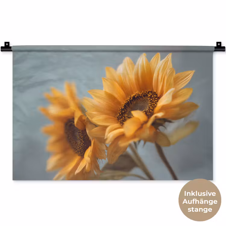 Zonnebloemen - Geel - Wazig Wandkleed katoen klein -t3d_DE