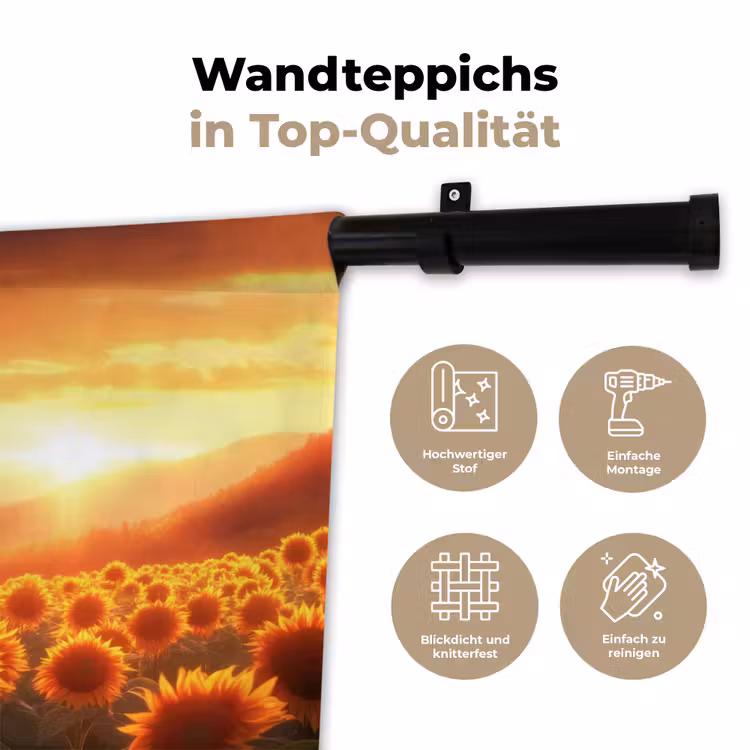 Zonnebloemen - Zonsondergang - Landschap Wandkleed katoen klein -tsfeer2_DE