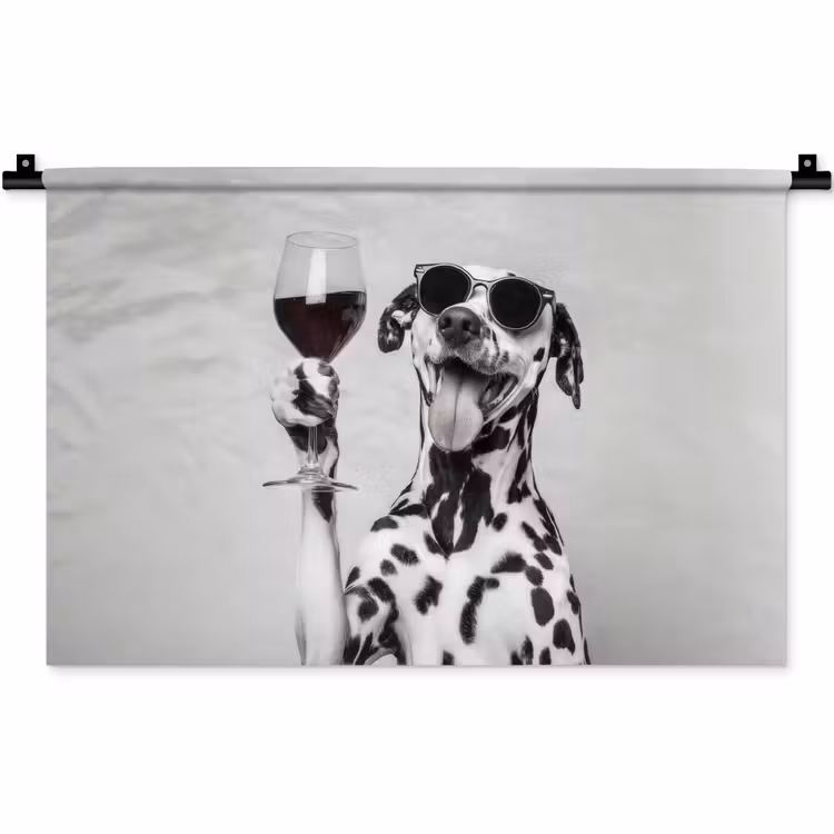 Zonnebril - Dalmatiër - Wijnglas - Tong Wandkleed katoen klein -zz3d