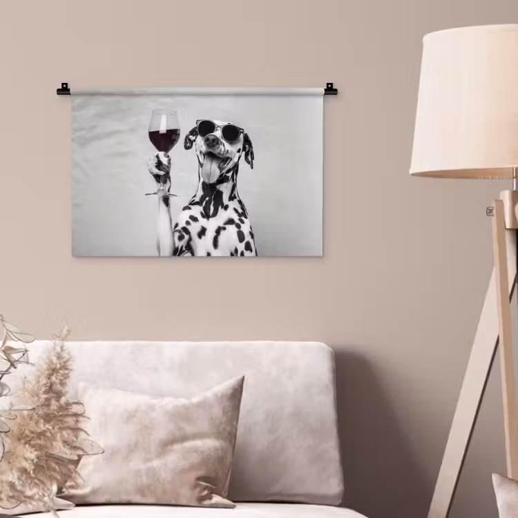 Zonnebril - Dalmatiër - Wijnglas - Tong Wandkleed katoen klein -sfeer4