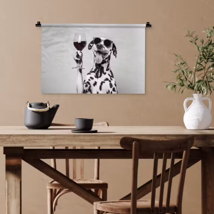 Zonnebril - Dalmatiër - Wijnglas - Tong Wandkleed katoen klein -sfeer6