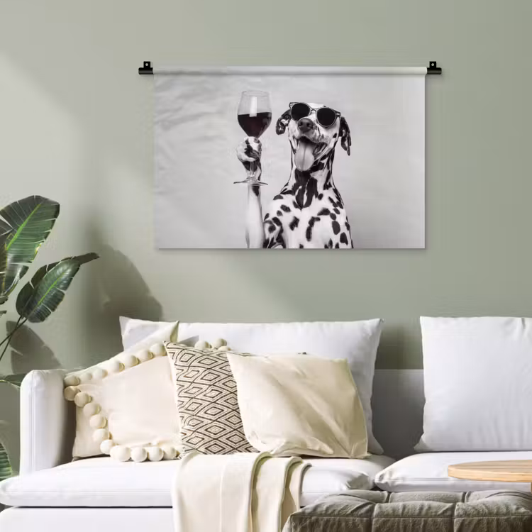 Zonnebril - Dalmatiër - Wijnglas - Tong Wandkleed katoen klein -sfeer7