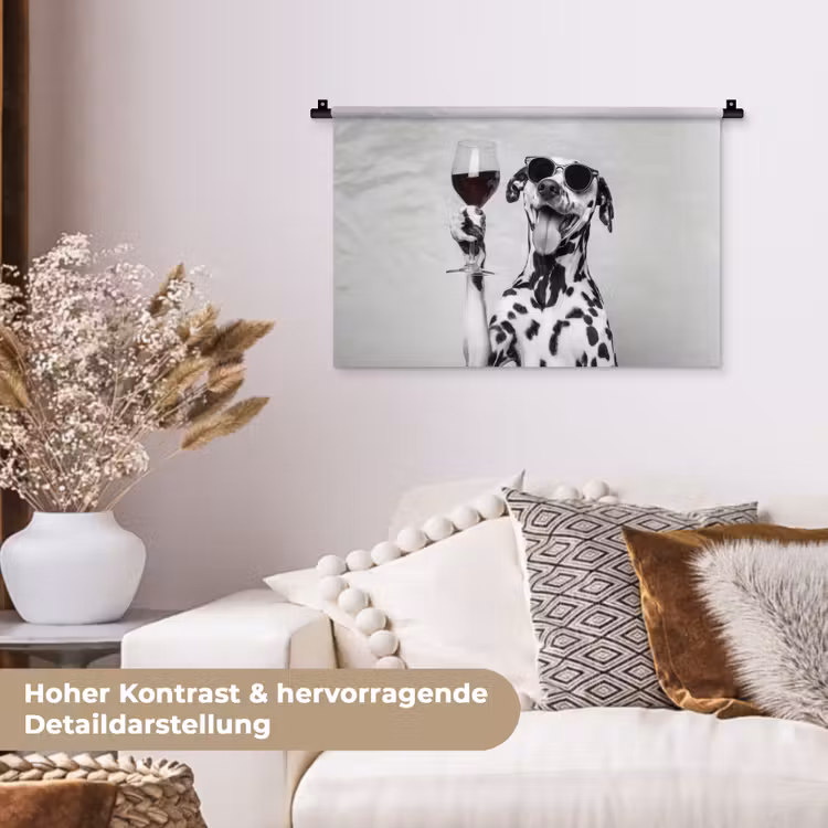 Zonnebril - Dalmatiër - Wijnglas - Tong Wandkleed katoen klein -tsfeer1_DE