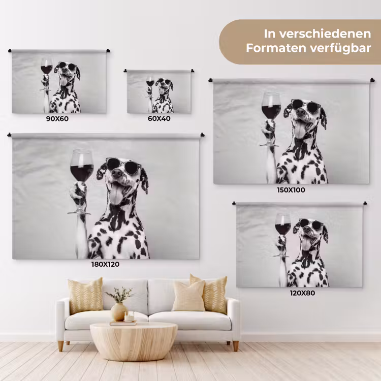 Zonnebril - Dalmatiër - Wijnglas - Tong Wandkleed katoen klein -tsfeer8_DE