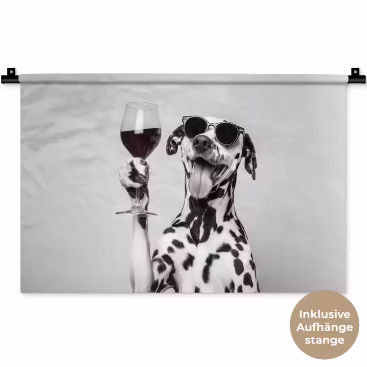 Zonnebril - Dalmatiër - Wijnglas - Tong Wandkleed katoen klein -t3d_DE