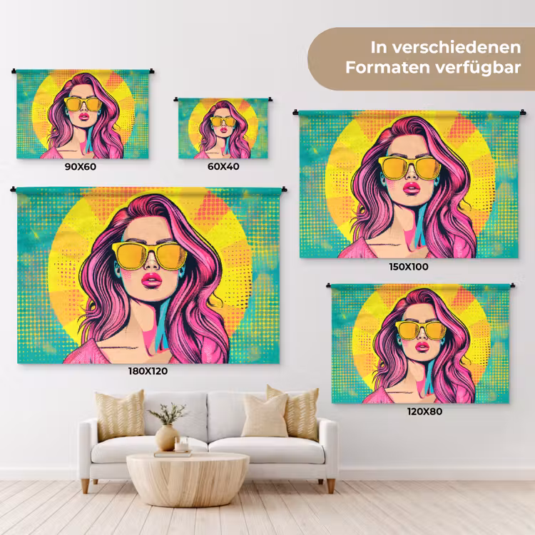 Zonnebril - Vrouw - Zonnig - Geel Wandkleed katoen klein -tsfeer8_DE