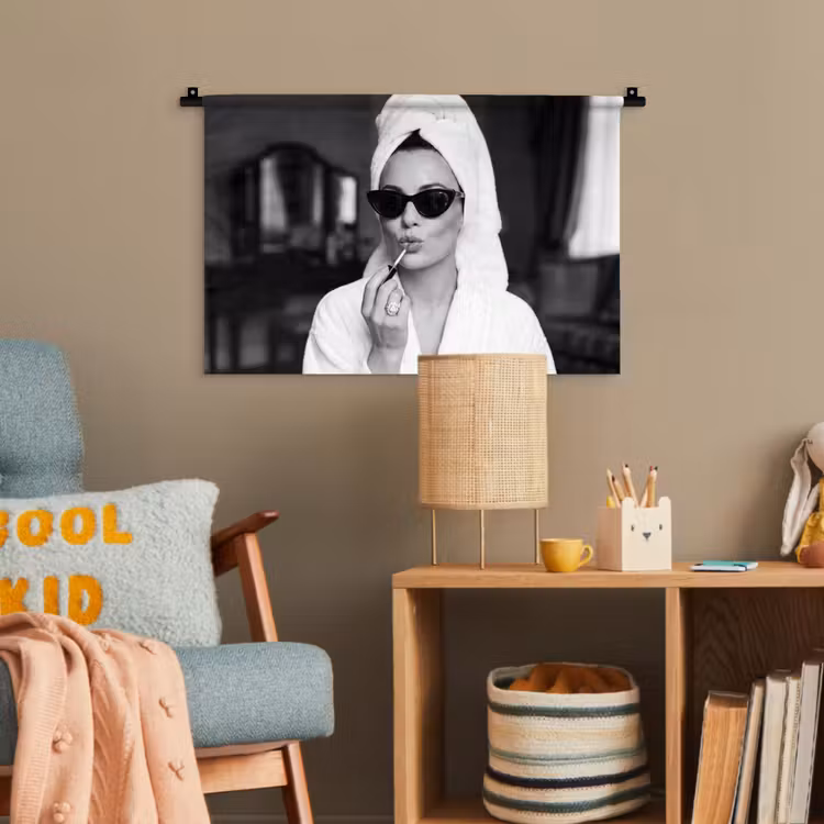 Zonnebril - Vrouw - Zwart - Wit Wandkleed katoen klein -wsfeer4_kind