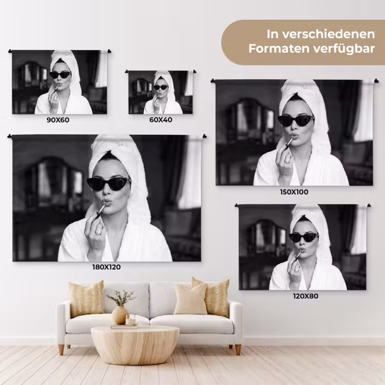 Zonnebril - Vrouw - Zwart - Wit Wandkleed katoen klein -tsfeer8_DE
