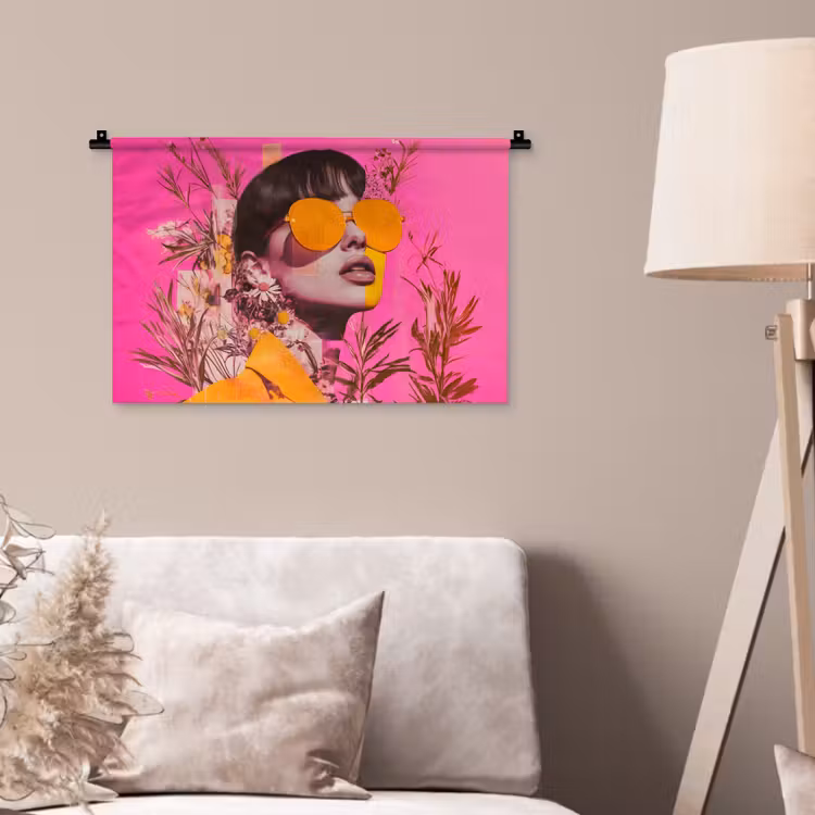 Zonnebril - Oranje - Vrouw - Planten Wandkleed katoen klein -sfeer4