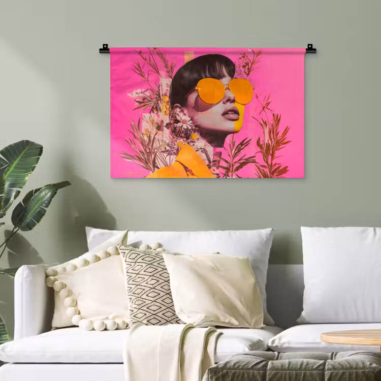 Zonnebril - Oranje - Vrouw - Planten Wandkleed katoen klein -sfeer7