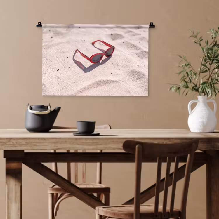 Zonnebril - Strand - Vakantie - Rood Wandkleed katoen klein -sfeer6