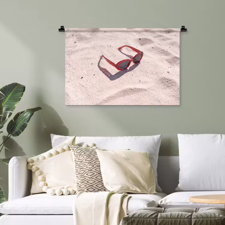 Zonnebril - Strand - Vakantie - Rood Wandkleed katoen klein -sfeer7