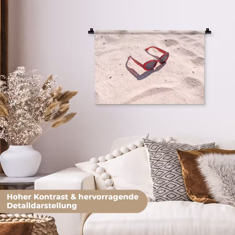 Zonnebril - Strand - Vakantie - Rood Wandkleed katoen klein -tsfeer1_DE