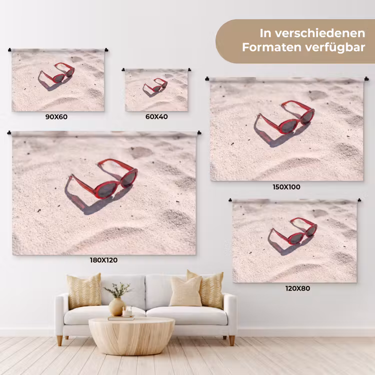 Zonnebril - Strand - Vakantie - Rood Wandkleed katoen klein -tsfeer8_DE