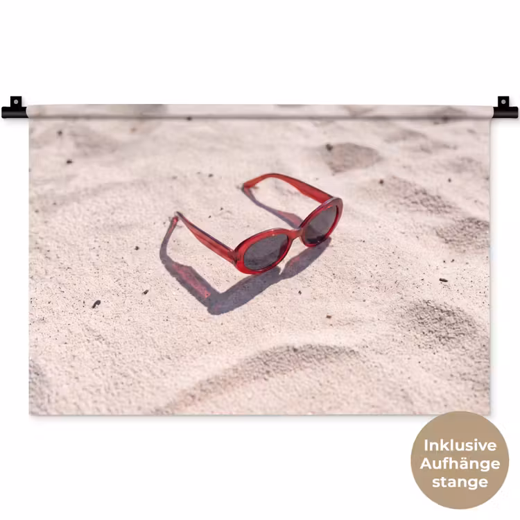 Zonnebril - Strand - Vakantie - Rood Wandkleed katoen klein -t3d_DE
