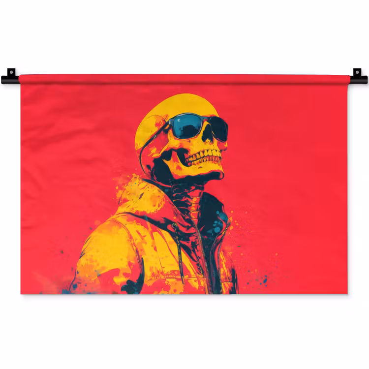 Zonnebril - Schedel - Jas - Rood Wandkleed katoen klein -zz3d