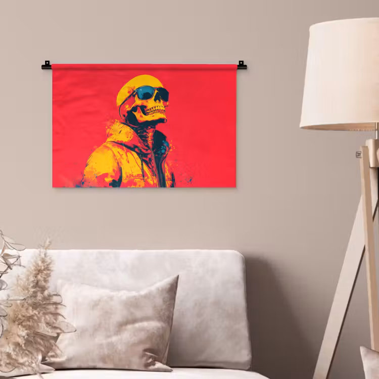 Zonnebril - Schedel - Jas - Rood Wandkleed katoen klein -sfeer4