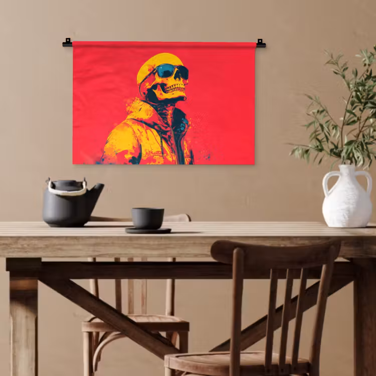 Zonnebril - Schedel - Jas - Rood Wandkleed katoen klein -sfeer6