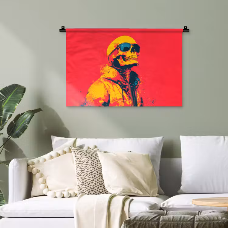 Zonnebril - Schedel - Jas - Rood Wandkleed katoen klein -sfeer7