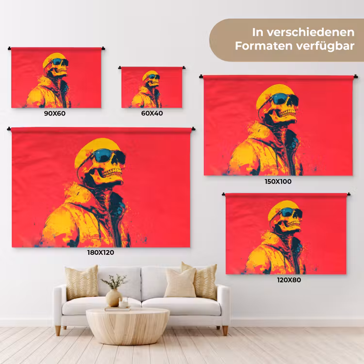 Zonnebril - Schedel - Jas - Rood Wandkleed katoen klein -tsfeer8_DE