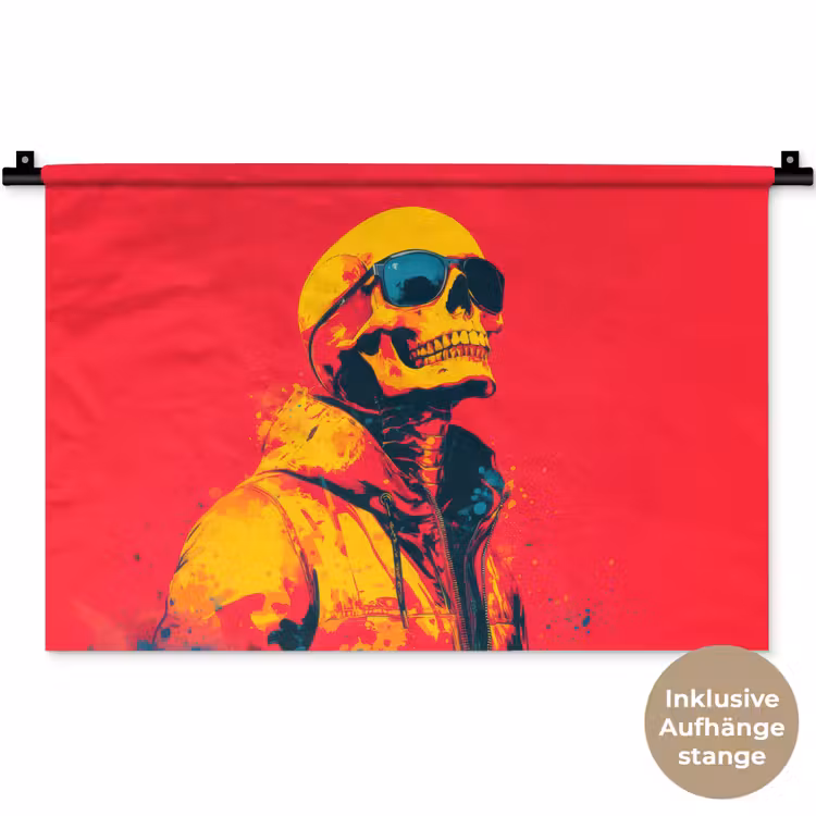 Zonnebril - Schedel - Jas - Rood Wandkleed katoen klein -t3d_DE