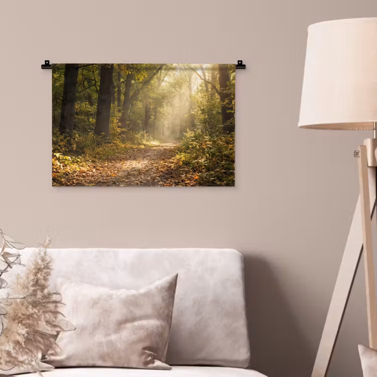 Zonlicht - Bospad - Bomen Wandkleed katoen klein -sfeer4