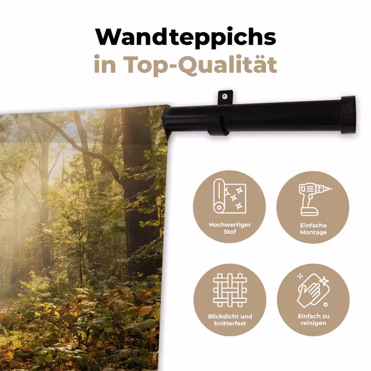 Zonlicht - Bospad - Bomen Wandkleed katoen klein -tsfeer2_DE