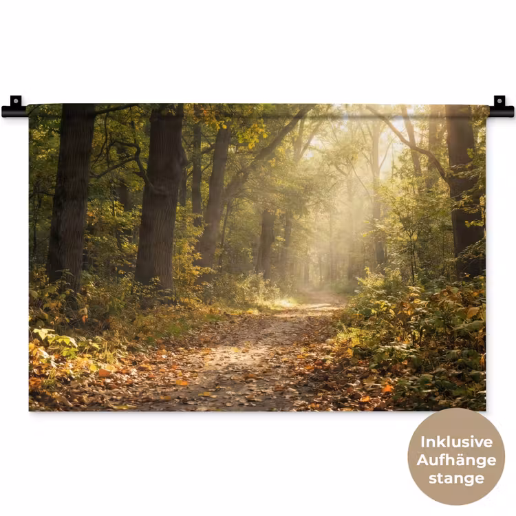 Zonlicht - Bospad - Bomen Wandkleed katoen klein -t3d_DE
