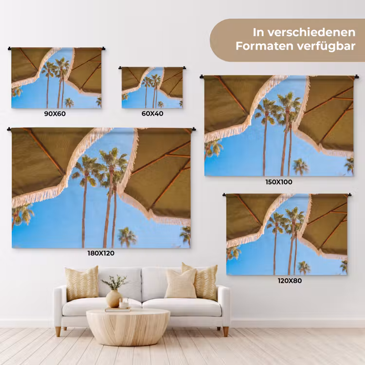 Parasol - Groen - Franjes - Zomer - Tropisch Wandkleed katoen klein -tsfeer8_DE