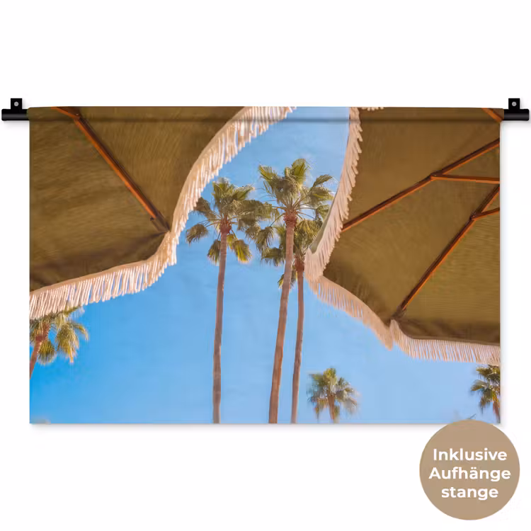 Parasol - Groen - Franjes - Zomer - Tropisch Wandkleed katoen klein -t3d_DE