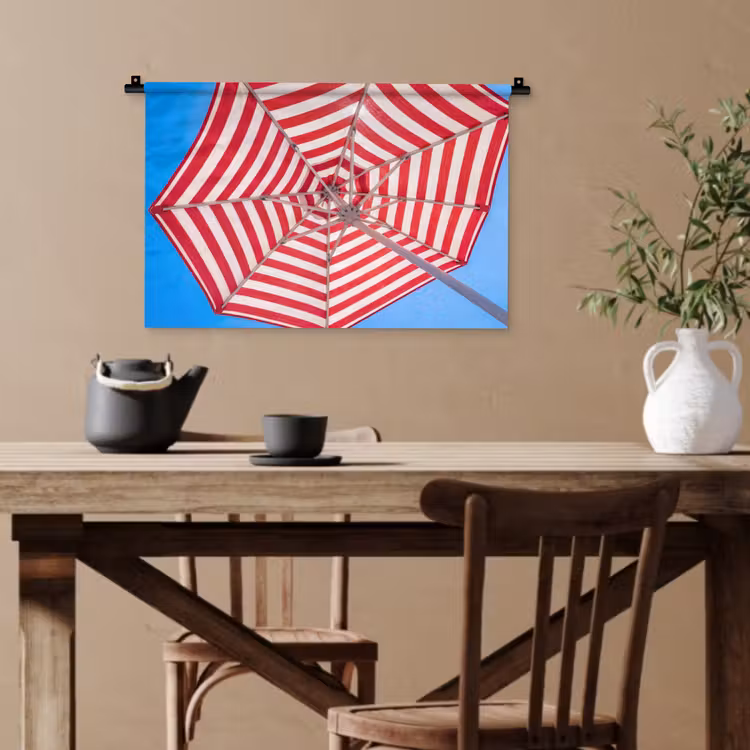 Parasol - Strepen - Zomer - Rood - Blauw Wandkleed katoen klein -sfeer6