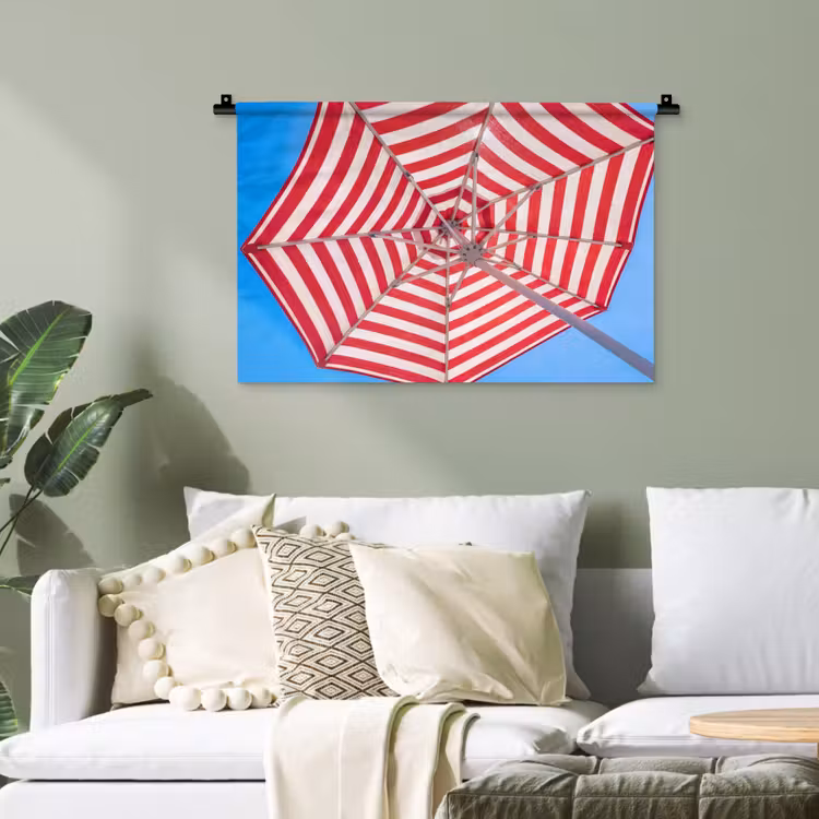 Parasol - Strepen - Zomer - Rood - Blauw Wandkleed katoen klein -sfeer7