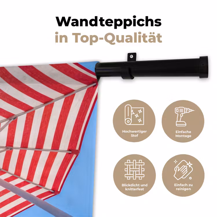 Parasol - Strepen - Zomer - Rood - Blauw Wandkleed katoen klein -tsfeer2_DE
