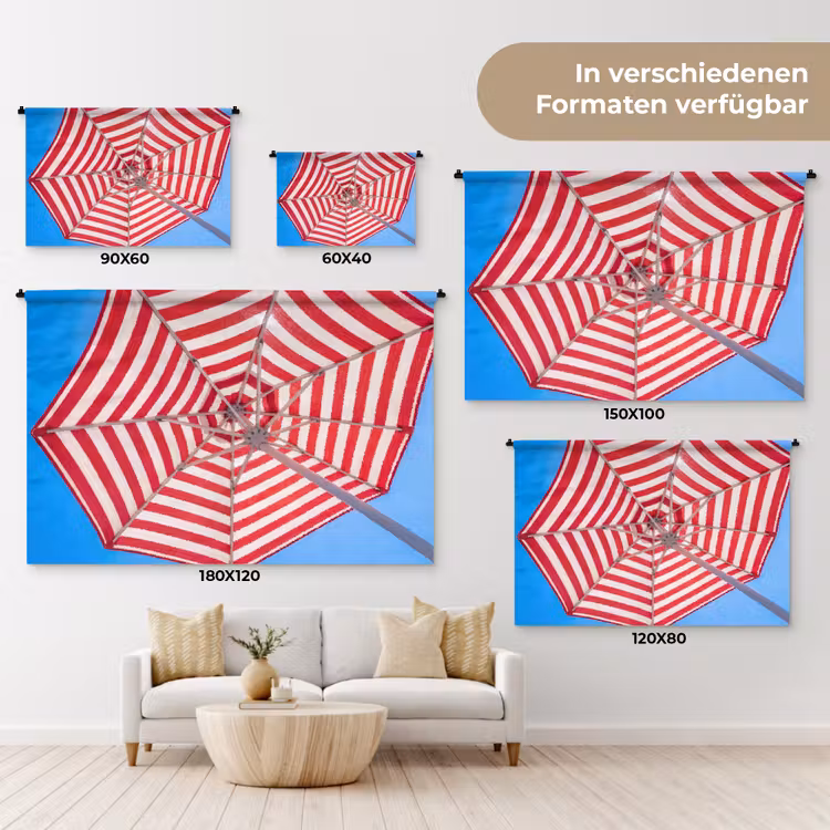 Parasol - Strepen - Zomer - Rood - Blauw Wandkleed katoen klein -tsfeer8_DE